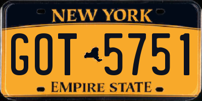 NY license plate GOT5751
