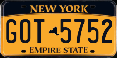 NY license plate GOT5752