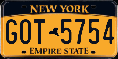 NY license plate GOT5754