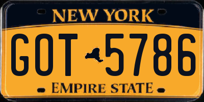NY license plate GOT5786