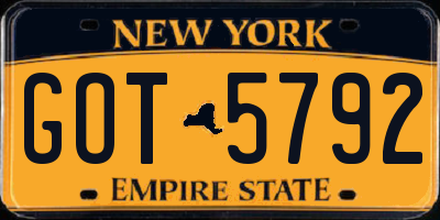 NY license plate GOT5792
