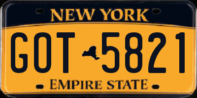 NY license plate GOT5821