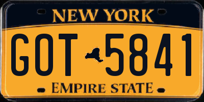 NY license plate GOT5841