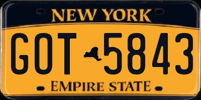 NY license plate GOT5843