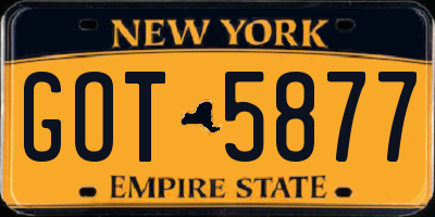 NY license plate GOT5877