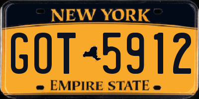NY license plate GOT5912