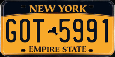 NY license plate GOT5991