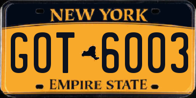 NY license plate GOT6003