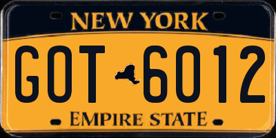 NY license plate GOT6012