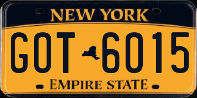 NY license plate GOT6015