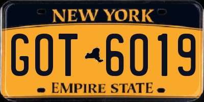 NY license plate GOT6019