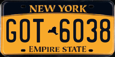 NY license plate GOT6038