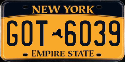 NY license plate GOT6039