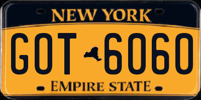 NY license plate GOT6060