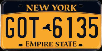 NY license plate GOT6135