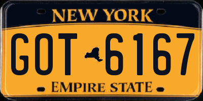 NY license plate GOT6167