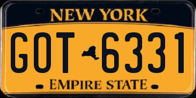 NY license plate GOT6331