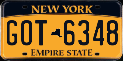 NY license plate GOT6348