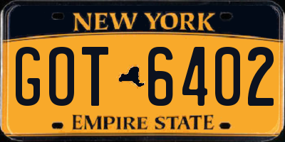 NY license plate GOT6402
