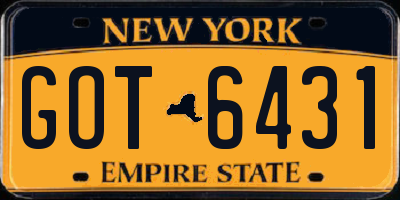 NY license plate GOT6431