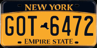 NY license plate GOT6472