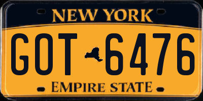 NY license plate GOT6476