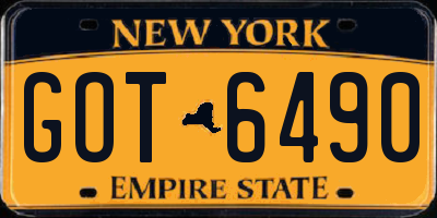 NY license plate GOT6490