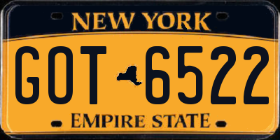 NY license plate GOT6522