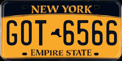 NY license plate GOT6566