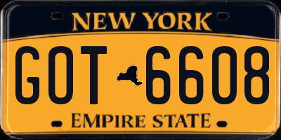 NY license plate GOT6608
