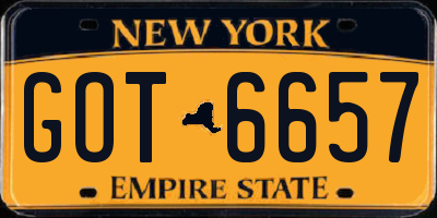 NY license plate GOT6657