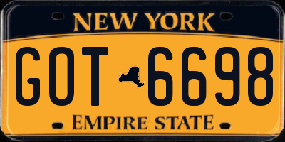 NY license plate GOT6698
