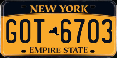 NY license plate GOT6703
