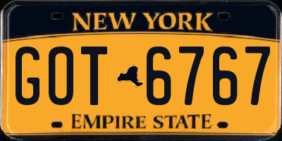 NY license plate GOT6767