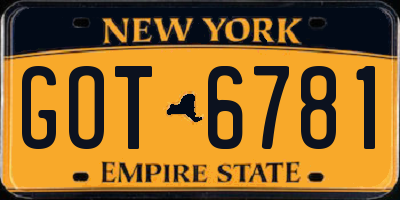 NY license plate GOT6781