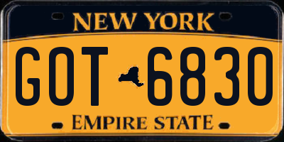 NY license plate GOT6830