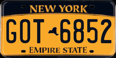 NY license plate GOT6852