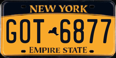 NY license plate GOT6877