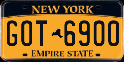 NY license plate GOT6900