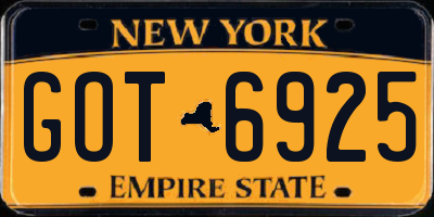 NY license plate GOT6925