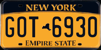 NY license plate GOT6930