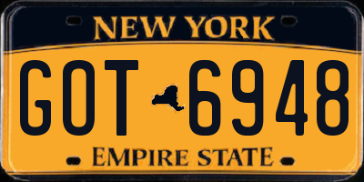 NY license plate GOT6948