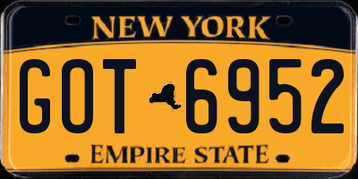 NY license plate GOT6952