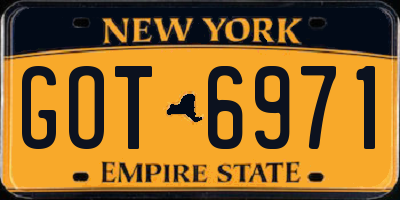 NY license plate GOT6971