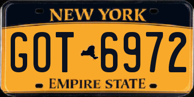 NY license plate GOT6972