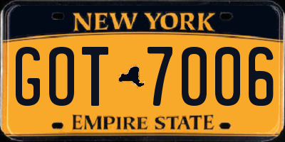 NY license plate GOT7006