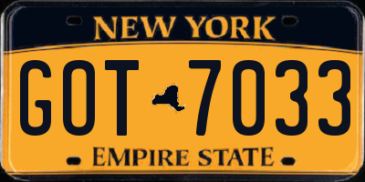 NY license plate GOT7033