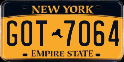 NY license plate GOT7064