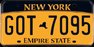 NY license plate GOT7095