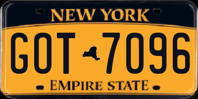 NY license plate GOT7096